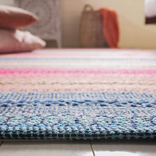 SAFAVIEH Montauk Collection Runner Rug - 2'3" x 9', Blue & Red, Handmade Flat Weave Boho Stripe Cotton, Ideal for High Traffic Areas in Living Room, Bedroom (MTK851M) - color: Blue/Red, size: 2'3" x 9' (Runner)