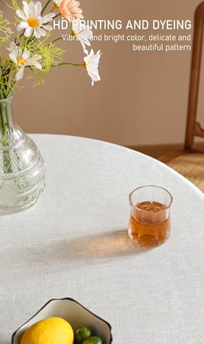 ISAENNE Designer Vintage Linen Elegant Small Round Tablecloth,Chinoiserie Floral Table Cloth,Wrinkle Resistant Decor Table Cover for Dining Thanksgiving Kitchen,Diameter 55"-Segerman B - color: Segerman B, size: 55" (Round)
