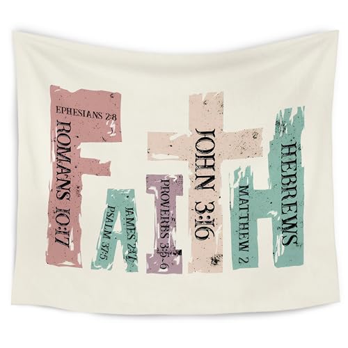 WARDOS Christian Faith Tapestry, Bible Verse Tapestry Wall Hanging, Vintage Christian Religious Scripture Wall Blanket Decor for Home Bedroom Living Room Church Prayer Room, 50x60 Inch - color: flower five