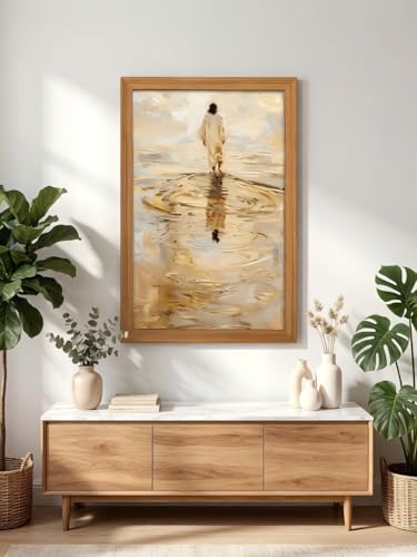 LBTZEVIR Framed Christian Wall Art Jesus Walking on Water Canvas Print Religious Home Decor for Living Room, Bedroom, Church 16x12 Inch - color: Scripture 2, size: 16"L x 12"W