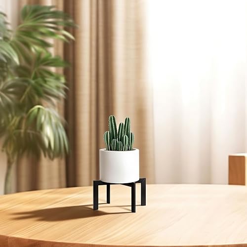 Mini Plant Stands 2-Pack, Small Metal Flower Pot Holder for Desktop, Modern Cross Shape Fit 2-6.5 Inch Pots, Succulent & Cactus Stand for Tabletop, Shelf, Indoor, Black - size: 2 Pack - Mini
