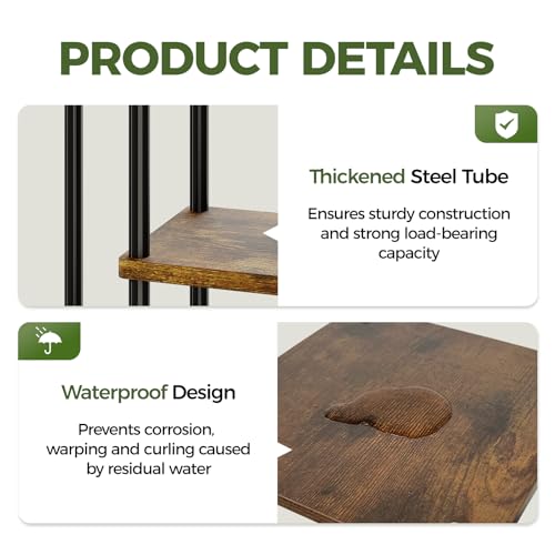 Bamworld Indoor Plant Stand with Grow Light Corner 5Tier Metal Plant Shelf Wood Flower Stand for Home Living Room Decor Patio Decor - style: 5 Tier,Square