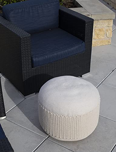 BIRDROCK HOME Outdoor Pouf Ottoman | Hand Woven Waterproof Foot Stool with Bead Bag Filling | Boho Foot Rest for Patio, Living Room, Porch & Outdoor Seating | Lightweight, Soft Stuffed Chair | Natural - color: Natural