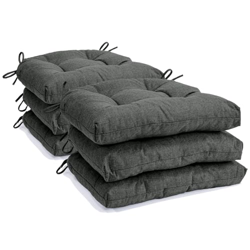 Chair Cushions for Dining Chairs Set of 6, Non Slip Indoor Kitchen Chair Cushions with Ties, Tufted Memory Foam Seat Chair Pads, 17" x 16" x 3", Dark Gray - color: Dark Gray, size: Pack of 6
