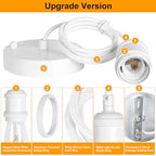 Upgraded White Pendant Light kit, UL E26/E27 Lamp Socket with Aluminium Enclosure Pendant Light Cord, Industrial Hanging Light Cord Kit with Adjustable Length, Mini Edison Retro Lamp Socket