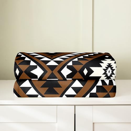 Erosebridal Rustic Western Fleece Flannel Blanket for Sofa Bed,Southwestern Aztec Throw Blanket Bohemian Bed Blanket Ethnic Mexican Style Geometric Diamond Fuzzy Blanket Brown Black 40x50 - color: Multi 242, size: 40*50