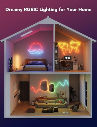 Govee RGBIC Neon Lights, LED Smart Neon Rope Light 2 Works with Matter, Alexa, Google Assistant, Custom DIY Neon Strip Lights for Bedroom and Holiday Decor, Softer Material, 32.8ft, White - size: 32.8ft