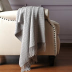 CUDDLE DREAMS Premium Cashmere Throw Blanket with Fringe, Luxuriously Soft (Greek Key) - color: Greek Key