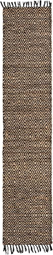 Unique Loom Braided Jute Collection Area Rug - Assam (2' 2" x 10' Runner, Black/ Natural) - color: Black/Natural, size: 2'2" x 10' (Runner)