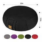 Round Zafu Meditation Cushion, D=15" H=5.5" Zabuton Meditation Pillow, Yoga Bolster/Pillow, Floor seat, Zippered Organic Cotton Cover, Natural Buckwheat, Kneeling Pillow - color: Wine Red