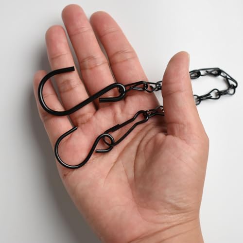 Chain for Hanging Plants,11 Inch Black Hanging Chain, Small Hanging Basket Chain Kits with Hooks for Bird Feeder Hanging Basket Extender Porch Wind Chime (Black, 11 Inch-12PCS) - color: Black, size: 11 Inch-12PCS