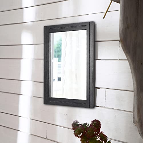 AAZZKANG Black Mirrors for Wall Rectangle Wood Framed Decorative Wall Hanging Mirror for Bedroom Living Room Bathroom Home Entryway - color: Black, size: 16"L x 12"W