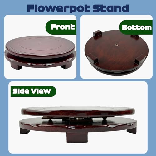 2Pcs Wood Plant Stand Rotating,Vase Stand,Table Lamp Base,6.6 Inch Small Chinese Oriental Plant Stand,Bonsai Stand,Lamp Riser,Round Display Stand for Fishbowl Flower Pot Indoor