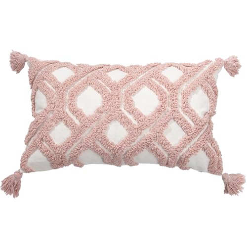 Boho Pillow Covers 12X20 Inch Boho Tufted Throw Pillow Covers Decorative Tassels Cushion Cover Farmhouse Pillow Case for Couch Sofa Bed Living Room Bedroom, Blush - color: Boho Blush, size: 20" x 12" (Pack of 1)