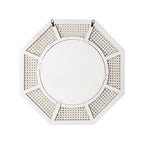 24" Large Rattan Wall Mirror Decoraive Boho Wall Decor Large Rattans Mirror Natural Woven Rattan Mirrors for Farmhouse,Living Room,Bedroom,Bathroom,White Frame
