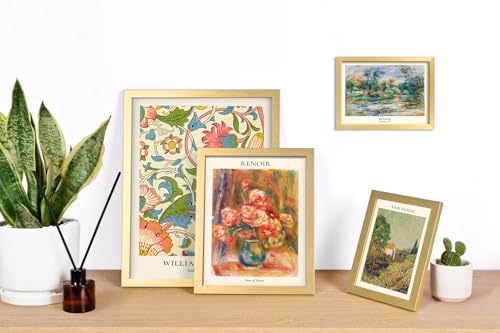 ANERZA 16 PCS Gold Framed Vintage Eclectic Wall Art Decor, William Morris Wall Prints for Bedroom, Gallery Wall Frame Set, Posters for Living Room Aesthetic, Collage Kit, Colorful Dorm Home Artwork - color: Multi, size: 12"x15" Framed