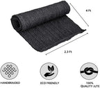 HOMEMONDE Handcrafted Woven Rectangle Jute Rug - Rustic Vintage Braided Reversible - Farmhouse Indoor Floor - Eco Friendly for Kitchen/Hallway/Living Room/Bedroom (Black, 2.3'x4'')
