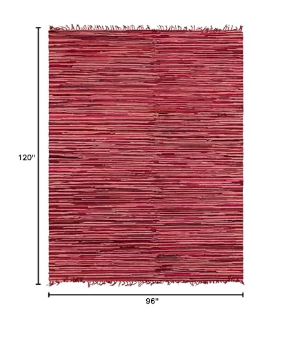 Unique Loom Chindi Cotton Collection Soft Hand Woven Natural Fiber Striped Area Rug, 8 ft x 10 ft, Red/Purple - color: Red/Purple, size: 8' x 10' (Rectangular)