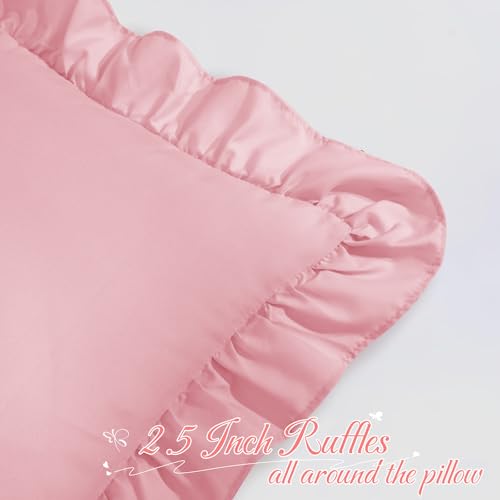 Pink Ruffle Body Pillow Cover 20x54 Inch, Ruffled Long Pillowcase for Couch Sofa Bed, Decorative Farmhouse Body Pillow Shams, Pack of 1 - color: Pink, size: 54" x 20" (Pack of 1)