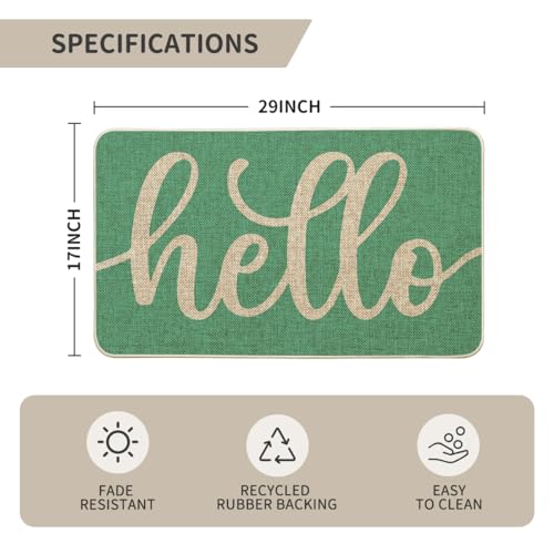 Artoid Mode Aqua Turquoise Hello Summer Doormat, Spring Home Decor Low-Profile Switch Rug Door Mat Floor Mat for Indoor Outdoor 17x29 Inch - color: Aqua, size: 17" x 29"
