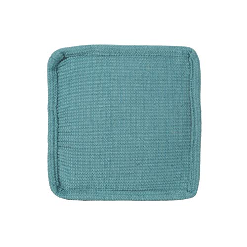 Foamma Pouf Ottoman Teal, 16"x16"x16" - Square Ottoman Foot Rest for Living Room and Bedroom, Pouf Footstool with Handcrafted Cotton, Foot Rest for Couch, Boho Furniture for Home - color: Teal