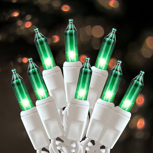 HISHINY Green Christmas Lights 100 Count St. Patrick's Day Decorations String Lights with White Wire for Outdoor Indoor Christmas,Wedding Decorations Halloween Decor,UL Certified (21feet) - color: Green