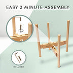 RAINBLELAND Indoor Plant Stand, Adjustable Wooden Tall Plant Stand, Indoor Planter Holder, Mid Century Modern Planter Outdoor Bamboo Holder, Fits 8 9 10 11 12 in Wide Basket, Expandable Pedestal Only - color: Bamboo