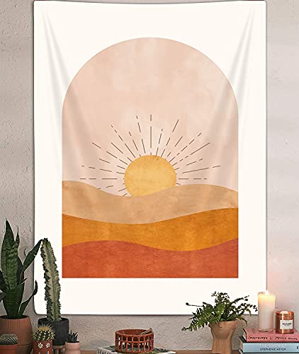 DYNH Bohemian Sun Vertical Tapestry, Bohemian Mountain Desert Tapestry Wall Hanging for Bedroom, Yellow Minimalist Tapestries Poster Beach Blanket College Dorm Home Decor (36"X48") - size: 48"L x 36"W