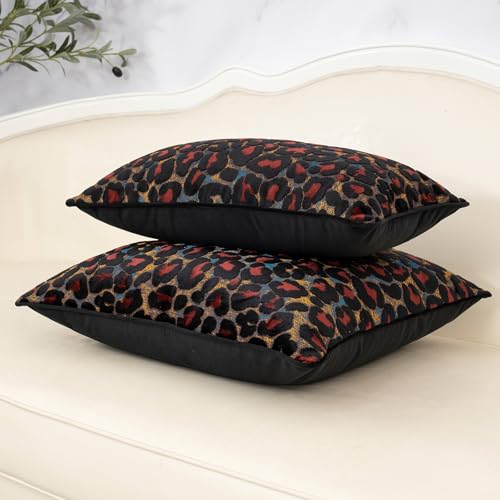 Alerfa Black Floral Throw Pillow Cover 12 x 20 Inch Cut Velvet Rectange Luxury Decorative Lumbar Pillow Cover for Couch Living Room Bedroom - color: Black, size: 20" x 12" (Pack of 1)