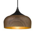 ELYONA Modern Bauhaus Pendant Light Walnut Wooden Pattern Dome Pendant Light Fixture Matte Black Metal Gold Inner Adjustable Hanging Lighting for Kitchen Island Dining Room Office Hallway Bedroom - color: Walnut & Black