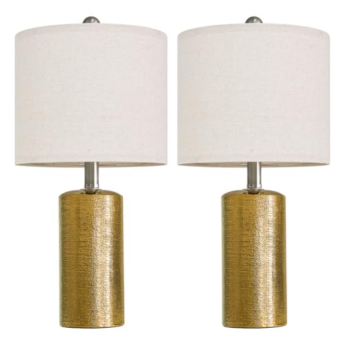 G-SAFAVA 20.5" Small Table Lamps for Living Room Lamp Set of 2 Ceramic Lamps for Bedroom Bedside Lamps Modern Boho Lamps for Night Stands Farmhouse Nightstand Lamp Side End Table Lamp, Gold - color: Gold