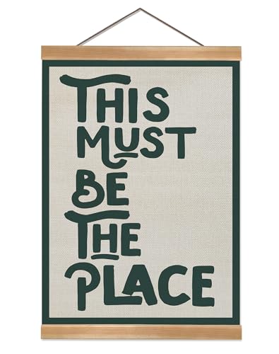 ZTGDA This Must Be The Place Wall Art Poster,Positive Wall Decor Poster,Inspiring Art Hanging Wall Painting With Frame,Green Preppy 70sVintage Canvas Wall Hanging Decor for Home and Office (Green) - color: Green