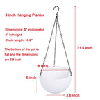 Hanging Basket Plastic Flower Pot Round Resin Garden Hanging Planter for Indoor Outdoor Plants 2 Pack White - color: 8 Inch White