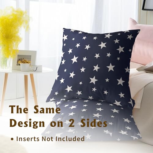 4th of July Decorations Pillow Covers 16x16 Inch Set of 2, Independence Day Patriotic Blue White Stars Throw Pillow Covers Square Cotton Cushion Cover for Home Couch Sofa Patio Bedroom Livingroom - color: Blue White Star240319, size: 16" x 16" (Pack of 2)