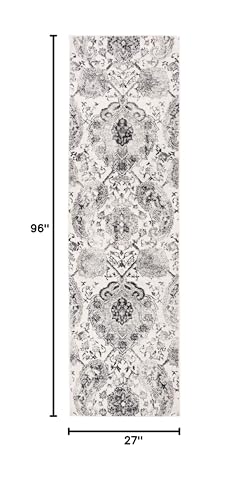 SAFAVIEH Madison Collection Runner Rug - 2'3" x 8', Cream & Silver, Boho Chic Glam Paisley Design, Non-Shedding & Easy Care, Ideal for High Traffic Areas in Living Room, Bedroom (MAD600D) - color: Cream/Silver, size: 2'3" x 8' (Runner)