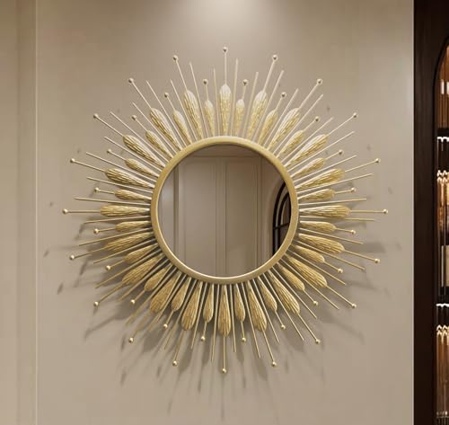 24" Sunburst Gold Wall Mirror Flower Design,Luxury Decorative Mirrors for Wall Decor Entryway/Dining Room/Kitchen - color: Gold-flower, size: 23.6“*23.6*