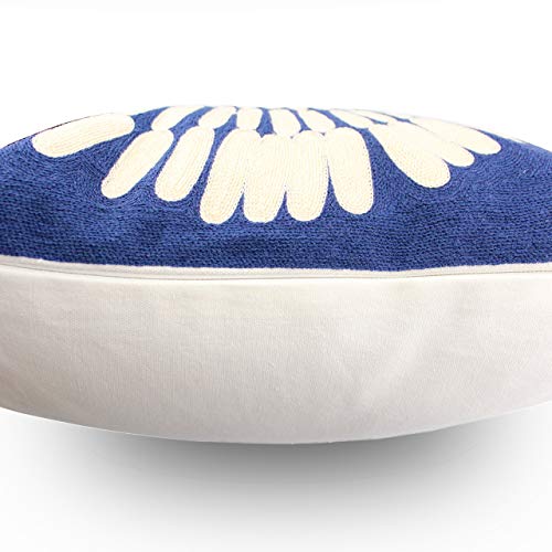 Embroidery Throw Pillow Covers 18x18 Home Decor Floor Pillows Cover 100% Cotton Cushion Cover Throw Pillow Case for Couch Dark Blue Sunflower Embroidered Pillow 45x45cm, Navy Blue, 1 Piece - color: Dark Blue