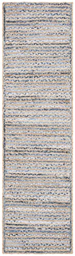 SAFAVIEH Cape Cod Collection 2'3" x 6' Natural/Blue CAP250A Handmade Flatweave Jute Entryway Foyer Living Room Bedroom Kitchen Runner Rug - size: 2'3" x 6' (Runner)