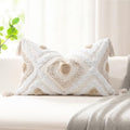 NUYECY Modern Long Lumbar Throw Pillow Cover 16 x 26,Cotton and Linen Tufted Decorative Boho Long Lumbar Pillow Case for Couch Sofa Bed Farmhouse Chair Outdoor,Khaki&Beige&White - size: 26" x 16" (Pack of 1)