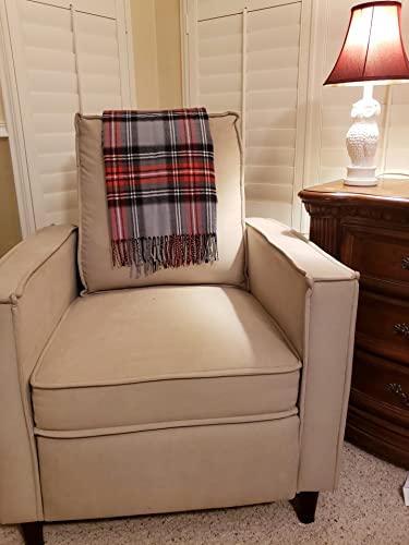 CHEF L HOME & KITCHEN Lightwight Throw Gray/RED Plaid with Tassels/Fringe- 60" x 50" - color: Gray