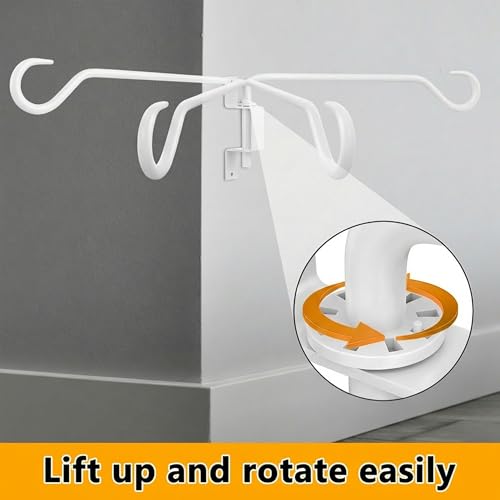 Aidoclip 2PCS Wall Mounted Plant Hanger, Indoor/Outdoor Decorative Hook for Hanging Plants, Windchime, Baskets – Rustic Iron Plant Holder, Ideal Wall Décor, Ceiling Hooks for Indoor Garden- (12in) - color: White-B, size: 12 Inch