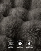 Ultra Soft Cozy Faux Fur Throw Blanket-Fuzzy Plush Thick Bubble Blanket, Fluffy Blanket for Couch, Sofa, Bedroom, and Living Room, 50x60 Inches, Dark Grey Taupe - color: Bubble Dark Grey, size: Throw