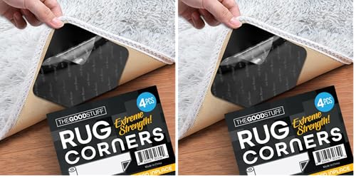 Anti Slip Rug Corner Grips - Four Pack - Quickly and Easily Secure Rugs and Runners to Laminate and Wooden Floors - by The Good Stuff (Pack of 2) - size: 2" x 3" (Square) (Pack of 2)