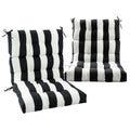 Magpie Fabrics Indoor Outdoor Tufted High Back Chair Cushion Set of 2, Waterproof All-Weather Deep Seating Rocking Chair Patio Chaise Lounge Sun Lounger Chair Cushions (Black White) - color: Black White
