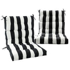 Magpie Fabrics Indoor Outdoor Tufted High Back Chair Cushion Set of 2, Waterproof All-Weather Deep Seating Rocking Chair Patio Chaise Lounge Sun Lounger Chair Cushions (Black White) - color: Black White
