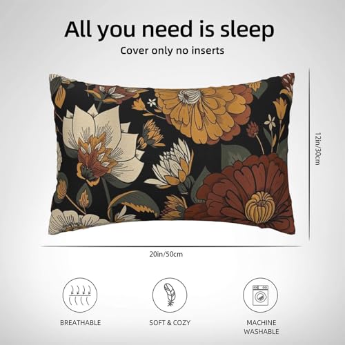 Boho Floral Botanical Pillow Covers 12x20 Inch Set of 2, Mid Century Morden Abstract Outdoor Decorative Retro Flower Throw Pillows Bohemian Flowers Couch Cushion Case for Chair Sofa Bedroom - color: Vc5, size: 20" x 12" (Pack of 2)