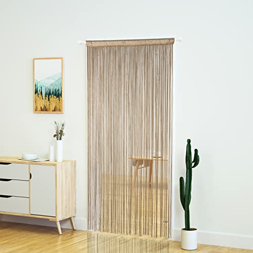 YaoYue Beaded Curtain Door String Curtains for Doorway Tassels Beads Hanging Fringe Hippie Room Divider Window Hallway Entrance Wall Closet Bedroom Privacy Decor (39×79in/100×200cm, Light Coffee) - color: Ecru, size: 39"W x 79"L (Pack of 1)