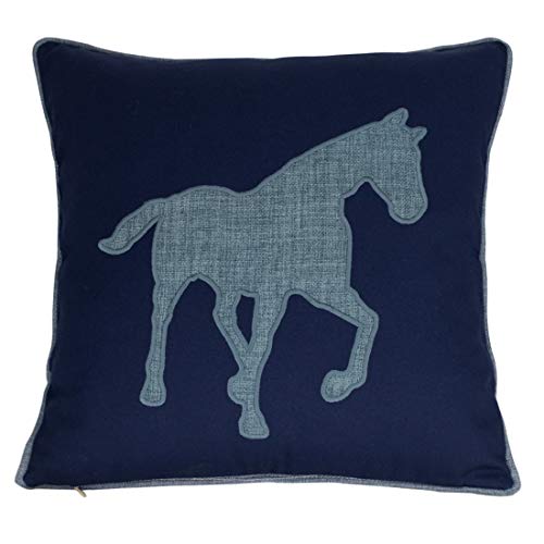 Navy Cotton Pillow Covers Decorative Horse Pillow Case for Sofa Cushions Covers 18x18 Inches (Navy) … … - color: Horse-navy