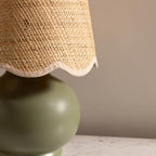 Benton Ceramic Table Lamp with Fabric Shade – 13" Bedside Accent Lamp for Bedroom, Living Room & Nightstand (Green) - color: Green