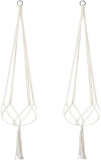 2 Pack Macrame Plant Hanger 47 Inches,Indoor Plant Hanger with Tassel for Boho Home Decor, Hanging Plant Holder with 2 Hooks (Ivory)
